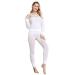 Viamulion Womens 100% Silk Thermal Underwear Pants Premium Lined Base Layer Bottom White X-Large
