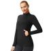 JACK SMITH Women's Fleece Half Zip Athletic Running Pullover Thermal Long Sleeve Equestrian Shirt Golf Yoga Shirts XX-Large Black-no Thumbholes