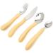 Homecraft Caring Cutlery Set - Easy Grip Eating Utensils for Elderly & Disabled - Ideal for Weak Grip & Arthritis - Includes Knife, Fork, Spoon, Teaspoon - White Handle Ivory - 4 Count - Buy Online on GoSupps.com