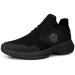 Giniros Mens Running Shoes Slip On Walking Shoes Non Slip Work Shoes Comfy Breathable Lightweight Fashion Tennis Gym Sneakers 8.5 All Black