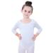 Soudittur Girls Leotards Long Sleeve Ballet Dance Top Bodysuit for Toddler Kids White Tag 110(Age 3-4 Height 41-43)