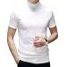 Mens Short Sleeve Basic Tops Mock Turtleneck Casual Pullover T-Shirt Slim Fit Solid Undershirt 3X-Large White