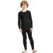 MRIGNT Thermal Underwear for Boys, Thermal Long Johns Set with Shirt & Pants Large/9-11 Years Classic Black