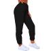 Waitfairy Womens Winter High Waisted Sweatpants Drawstring Jogger Sweat Pants Cinch Bottom Workout Trousers Medium Black