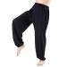 Libaobaoyo Kids Unisex Kung Fu Wide Pants Stretchy Elastic Waist Taichi Martial Arts Practice Trousers for Boys Girls Black 8-9 Years
