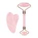 Jade Roller Gua Sha Facial Tools Set - Rose Quartz Stone Face Neck Body Guasha Board Face Roller Massager Muscle Relaxing Relieve Wrinkles(Pink)