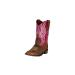 TuffRider Youth Arches Flame Embroidered Pink Shaft Square Toe Western Boots 5 Brown
