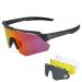 ROCKBROS Polarized Cycling Glasses with 4 Interchangeable Lenses Baseball Sunglasses for Men Womens UV400 Sports Sunglasses Black