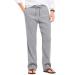 COOFANDY Men's Linen Casual Pants Elastic Waist Drawstring Beach Yoga Trousers Medium Gray
