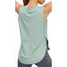 Ice Silk Workout Tank Tops for Women Cool-Dry Sleeveless Loose Fit Yoga Shirts Long Athletic Tops for Women Greyish Green Medium