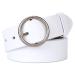 SUOSDEY Fashion Women Leather Belt for Dresses Jeans Pants With Classic Round Buckle 02-1white Suitable for 29"-34" Waist