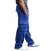 WANGPU Men's Rope Loosening Waist Solid Color Pocket Trousers Loose Sports Trousers Pants for Men Blue X-Large