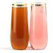 30 Pack Stemless Plastic Champagne Flutes - 9oz Gold Rim - Shatterproof & BPA-Free - Buy Online on GoSupps.com