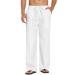 COOFANDY Mens Linen Loose Casual Lightweight Elastic Waist Yoga Beach Pants Small A- White
