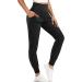 LEINIDINA Womens Jogger Pants High Waisted Sweatpants with Pockets Tapered Casual Lounge Pants Loose Track Cuff Leggings Black Medium