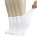 Hugh Ugoli Women's Cotton Diabetic Ankle Socks, Wide, Thin, Loose Fit and Stretchy, Seamless Toe & Non Binding Top, 4 Pairs 6-9 White