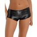 YONGHS Womens Shiny Metallic Low Waist Booty Shorts Hot Pants Rave Party Dancewear Bottom Clubwear Black Medium