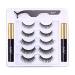 EARLLER Natural Magnetic Eyelashes Kit, 5 Pairs Short Small Magnetic Lashes Natural Looking with 2 Tubes of Waterproof Strong Magnetic Eyeliner & 1 Brush - Easy to Apply and Remove Soft 5 Pairs