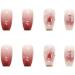 HJKOGH 24Pcs/Set Short Ballet Fake Nails Peach Nails Arts Manicure False Nails with Design with Wearing Tools - Buy Online on GoSupps.com
