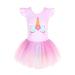 Unicorn Ballet Leotards with Tutu for Girls Toddlers Dance Cotton Tulle Skirts Dress 4-5T Purple Unicorn