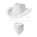 YBHOMINE Cowboy Hat with Bandana - Feather Boa Cowgirl Hat for Women & Men,bachelorette party Halloween Dress-Up White