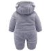 Voopptaw Warm Baby Winter Jumpsuit Fleece Romper | Cute Thick Bear Snowsuit 3-6 Months Grey - Buy Online on GoSupps.com