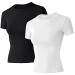 Loovoo Women Workout Shirts 2 Pack Crop Long Sleeve Short Sleeve Athletic Compression Dry Fit Yoga Gym Tops A1_black&white_short Sleeve Small