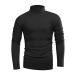Beauhuty Men's Basic Turtleneck Long Sleeve T-Shirts Fleece Knitted Casual Pullover Top Black Large