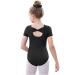 speerise Classy Short Sleeve Bow Back Ballet Leotards for Girls, Dance Gymnastics Leotard Unitards Biketards for Girls Medium Black