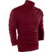 Utopia Wear Premium Cotton Blend Interlock Turtleneck Men T-Shirt Pullover Sweater Large Wine Red