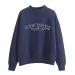 Keepfit Women O-Neck Solid Sweatshirt Soft Lightweight Long Sleeve Plus Velvet Pullover Without Hood A1-navy Small