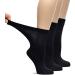 Hugh Ugoli Women's Bamboo Loose Fit Diabetic Crew Socks Soft Wide & Stretchy with Seamless Toe & Non-Binding Top 3 Pairs 6-9 01- Black (3 Pairs)