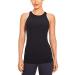 CRZ YOGA Womens High Neck Workout Tank Tops - with Built-in Shelf Bra Racerback Athletic Sports Shirts Medium Black