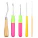 PP OPOUNT 5 Pieces 5 Different Size Bent Latch Hook Crochet Needle Hook, 1 Pieces Wooden Bent Latch Hook and 4 Size Plastic Latch Hook, Set of 5 5 PCS Crochet Hook