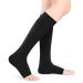 Compression stockings for men and women open toe flight compression stockings 20 30 mmHg graded support knee-high calf compression sleeves for pregnancy travel (L-black) l Black