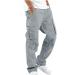 Mens Cargo Pants Plus Size Casual Outdoor Gym Pants with Pockets Solid Color Drawstring Trousers Streetwear 1-gray Medium