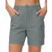 Cakulo Women's Hiking Cargo Bermuda Shorts 5"/7" Quick Dry Lounge Stretch Golf Fishing Walking Shorts with Zipper Pockets 6"-gray Large