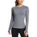 BALEAF Women's Long Sleeve Workout Tops Compression Running Shirts Fitted Athletic Warm Thumbholes Quick Dry Stretch Yoga Grey X-Large