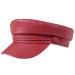Danse Jupe Womens PU Leather Greek Fisherman Sailor Fiddler Hat Cap Newsboy Paperboy Painter Cap Beret Hat 5321 Red