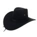 UwantC Mens Faux Felt Western Cowboy Hat Fedora Outdoor Wide Brim Hat with Strap One Size Black