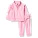 adidas Girl's Zip Front Classic Tricot Jacket and Joggers Set 2T Light Pink