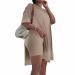 Difanlv Plus Size Womens 2 Piece Outfits Tracksuits Short Sleeve Tunic Tops Bodycon Shorts Sweatsuit Sets Brown Large