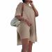 Difanlv Plus Size Womens 2 Piece Outfits Tracksuits Short Sleeve Tunic Tops Bodycon Shorts Sweatsuit Sets Brown Large