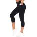 THE GYM PEOPLE Tummy Control Workout Leggings with Pockets High Waist Athletic Yoga Pants for Women Running, Hiking S-capris Black Large