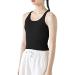 Ribbed Workout Short Racerback Tank Tops for Women with Built in Bra 6 Black