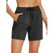 Cargo Hiking Shorts for Women Quick Dry Lightweight Summer Long Workout Athletic Running Short with Zipper Pockets Black X-Large
