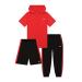 Hind Boys 3-PC Athletic Performance T Shirts, Shorts, and Joggers for Boys Red-black 10