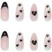 French Tip Press on Nails - Medium Press On Nails with Nail Tips Black heart French white lines fake nails with almond shaped Design press on nails Acrylic False Nails Cute Artificial Nails - Buy Online on GoSupps.com