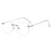 Polygon Rimless Reading Glasses Computer Readers Oversized Blue Light Blocking Flat Light Mirror Anti Glare Eyewear +1.50 Silver