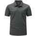 Gopune Men's Short Sleeve Polo Shirts Quick Dry Outdoor Golf Shirts with Pocket Deep Grey Large